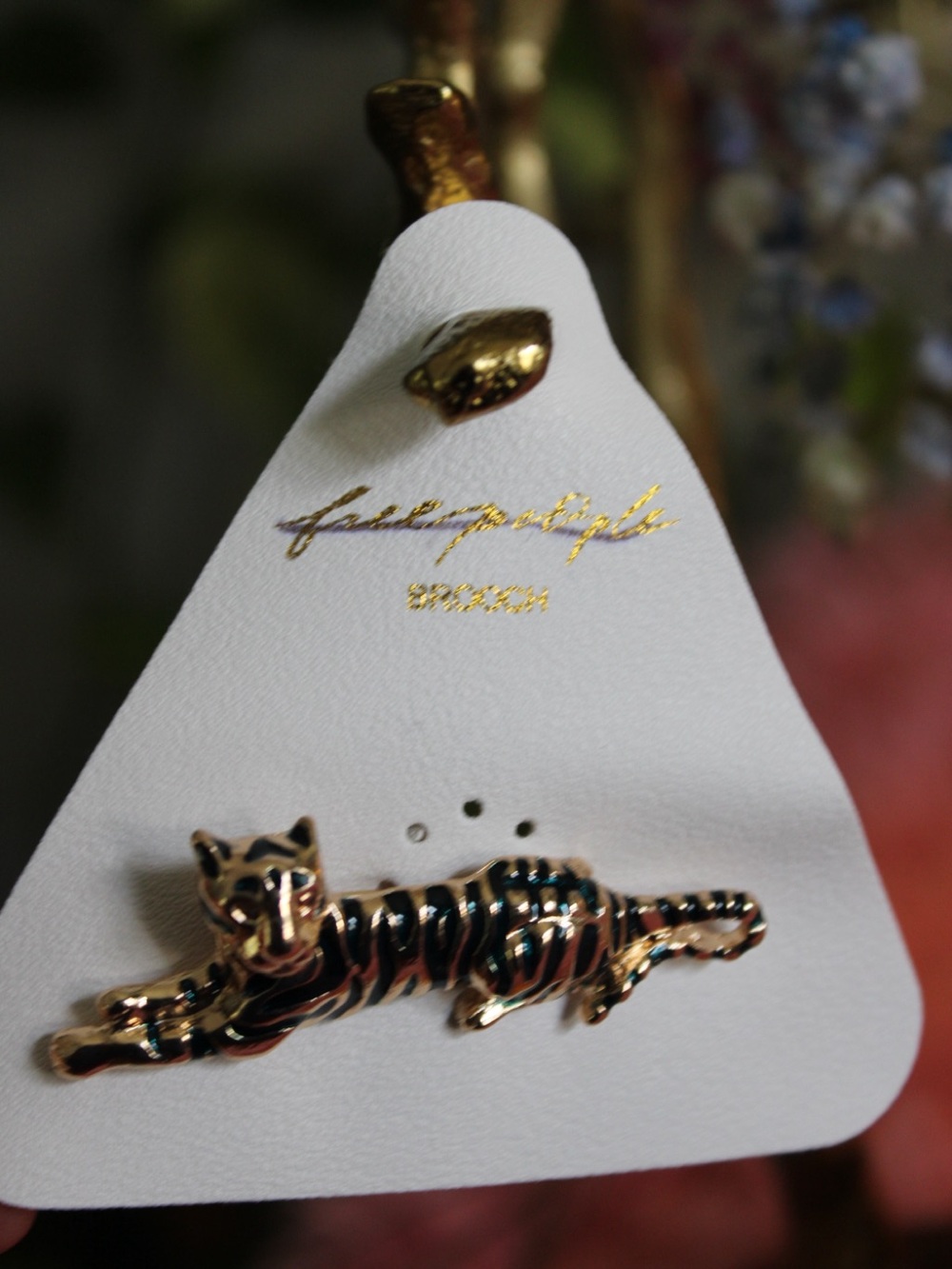 Free People Gold & Black Enamel Tiger Brooch Pin - Picture 5 of 5